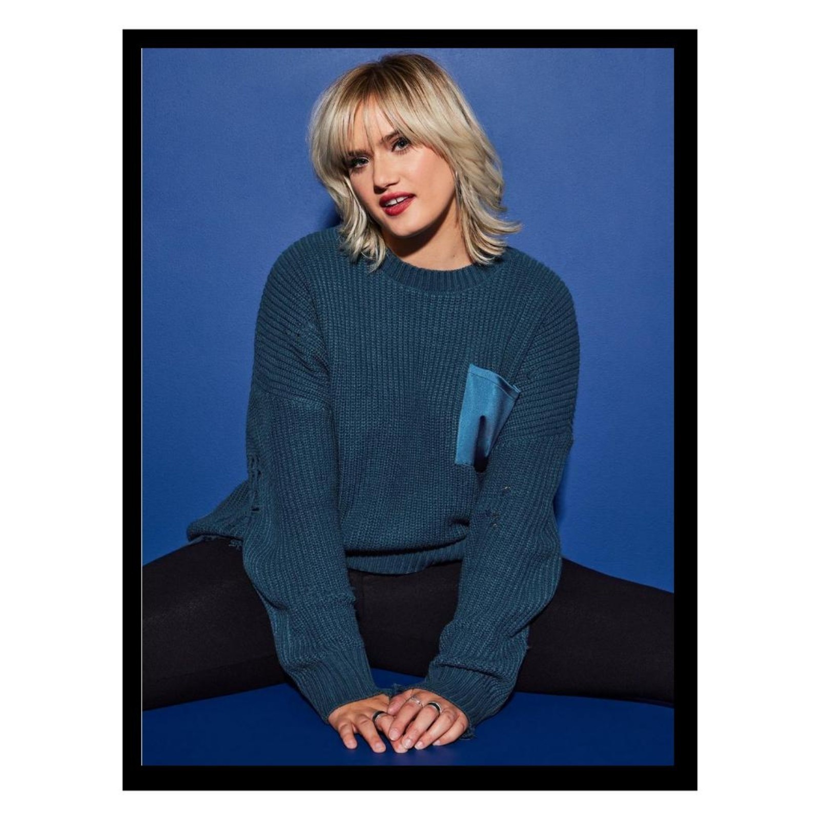 Nwt Torrid 0 Lovesick Blue Distressed Satin Pocket Pullover Sweater Size Large